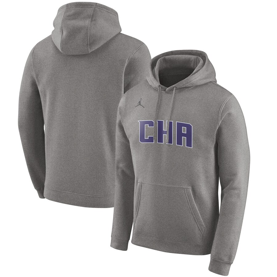 NBA Charlotte Hornets Jordan Brand 201920 City Edition Club Pullover Hoodie Heather Gray-0